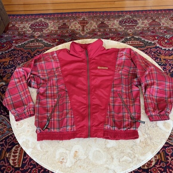 Vintage Garneau Plaid Windbreaker Bomber Jacket - Picture 1 of 6